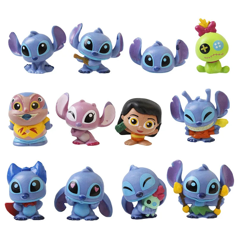 12Pcs/Set Anime Doorables Stitch Angel Scrump Action Figure Doll Anime Lilo & Stitch Toys For Kids Christmas Gift