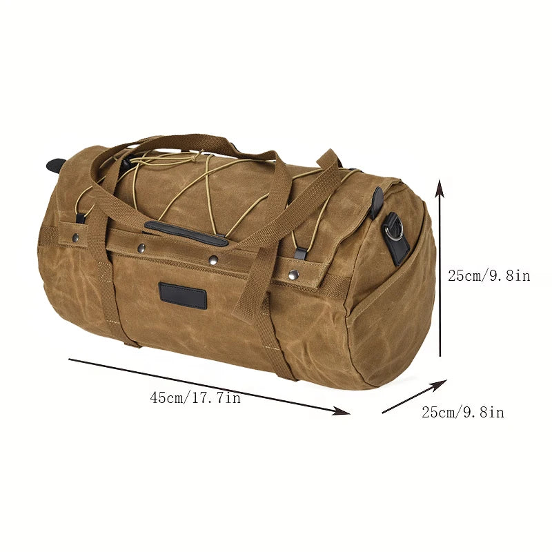 High Quality Oil Wax Canvas Cowhide Travel Tote Bag Vintage Waterproof Motorcycle Bag Causal Tools Men Handbags Messenger Bags