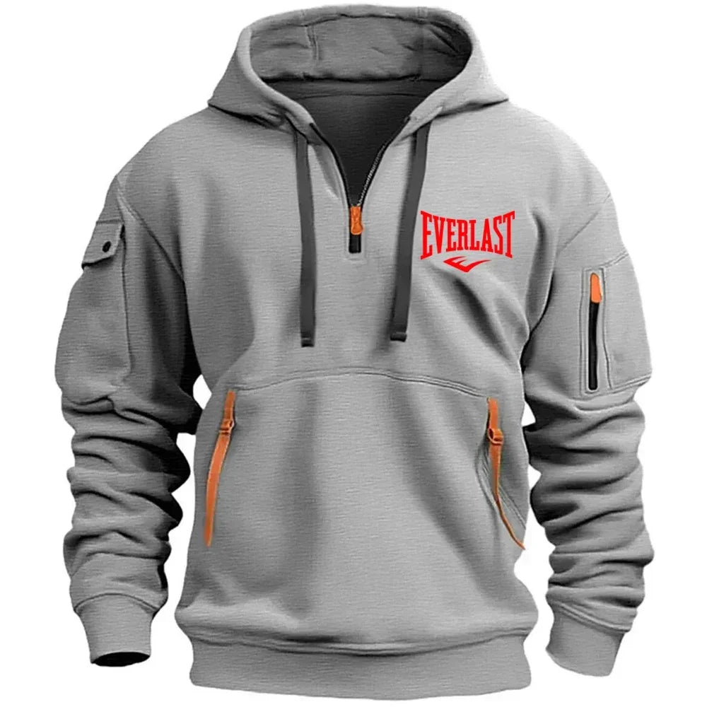2026 Latest Men's Printed Hoodie Casual Retro Sports Pullover Harajuku Zipper Long Sleeved Multi Pocket Casual Loose Jacket