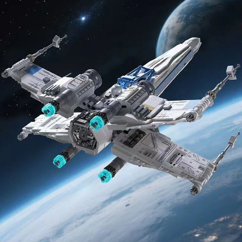 Big X-Wing Space Fighter Building Blocks With LED Light Aircraft Vehicle With Pilot Bricks Construction Toy For Kids Boys Gifts