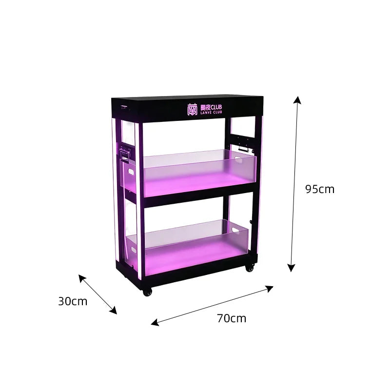 Mobile Stainless Steel LED Champagne Wine Rack Bar Lighting Import Liquor Display Cabinet Pub Liquor Display Cabinet