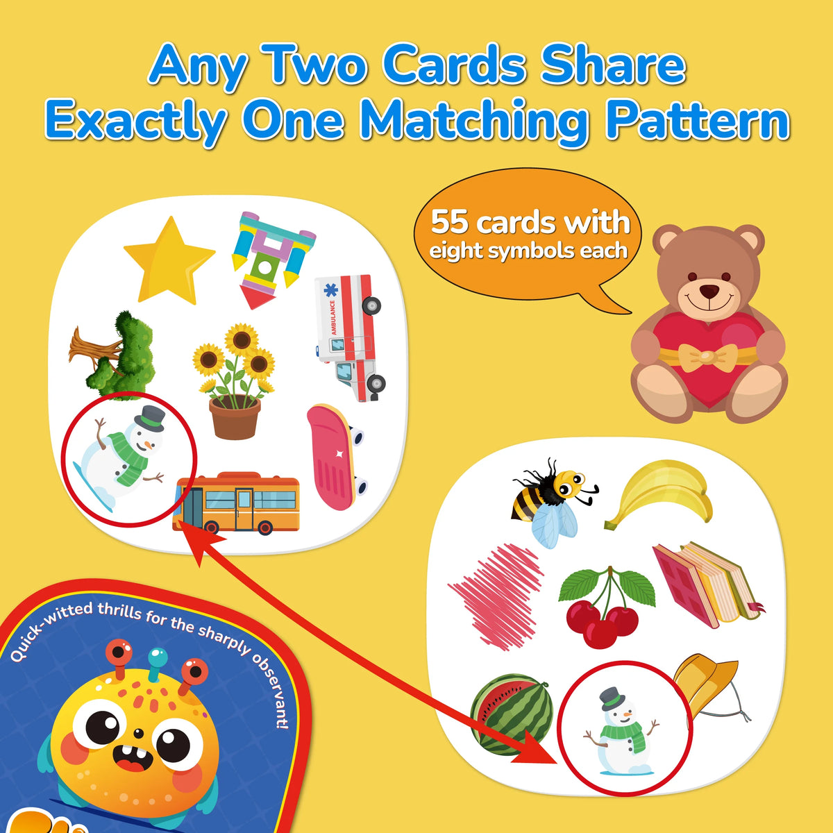Quickly Patterns Matching Card Game Set - Memory Concentration Training Visual Perception Family School Party Travel Game