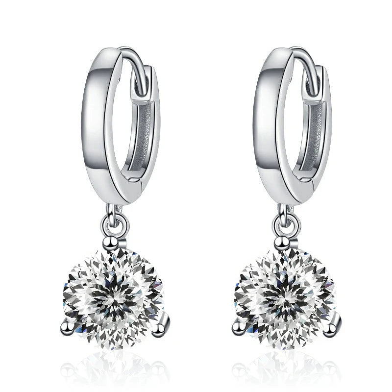 1ct/ 2ct/4ct Moissanite Diamond Earrings S925 Sliver Orginal Drop Earring Wedding Bride Jewelry with Certificate for Women