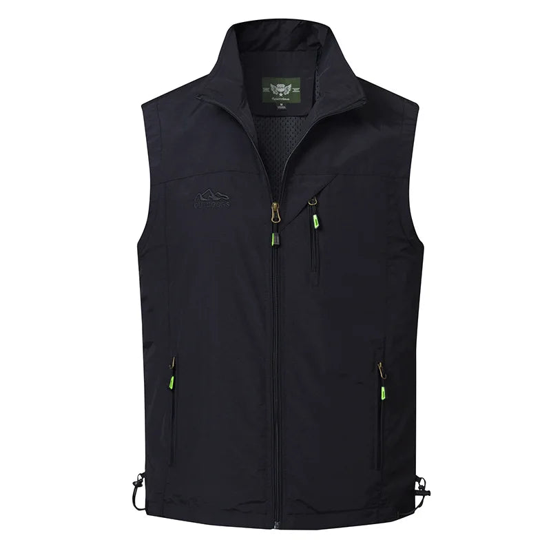 New Summer Men Outdoor Mesh Thin Waistcoats Climbing Sleeveless Jackets Men Multi-pockets Fishing Photography Breathable Vests 6