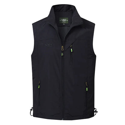 New Summer Men Outdoor Mesh Thin Waistcoats Climbing Sleeveless Jackets Men Multi-pockets Fishing Photography Breathable Vests 6