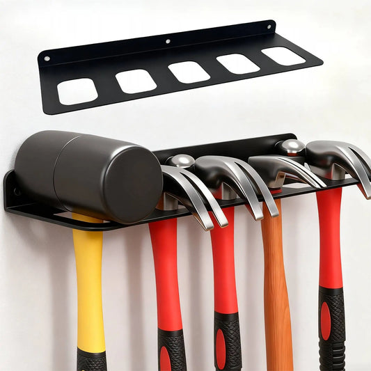 Wall-Mounted Tool Rack, Metal Multi-Hook Organizer Rack, for Garage & Workshop Tool Storage, Safely Holds Hammers, Screwdrivers