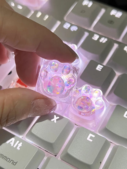 4Pcs New Hot Sale Translucent Cat Claw Keycap Cross Axis Mechanical Keyboard Keycap Decoration