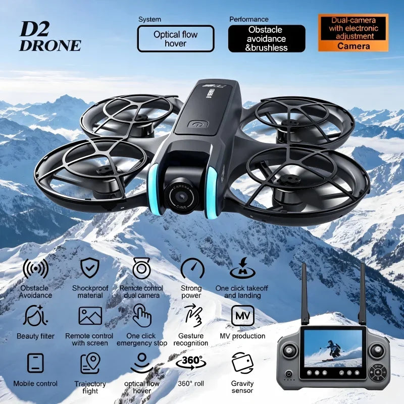 Lenovo D2 Drone 8K Aerial HD Intelligent Avoiding Obstacle with Larger Screen Remote Control Folding Brushless Power GPS Drone