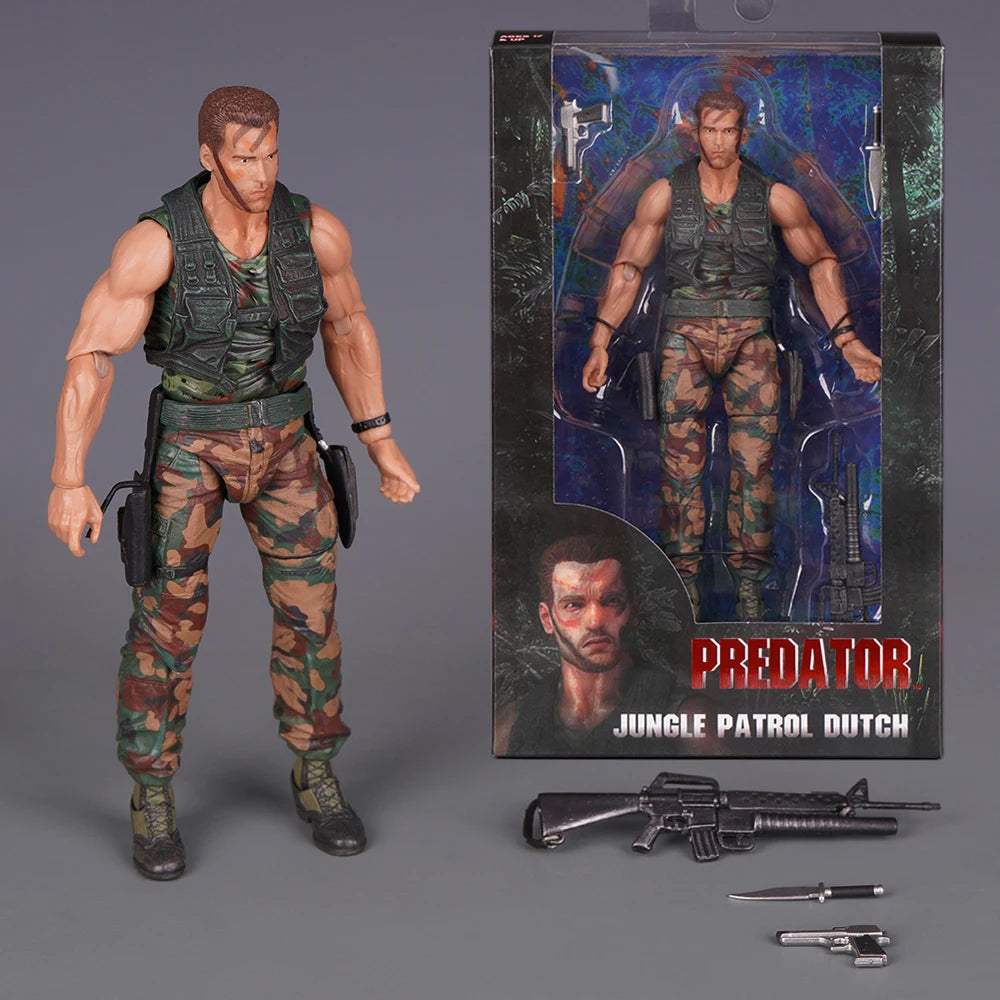 Brand-New Predator Jungle Extraction Dutch Action Figure Schwarzenegger Figurine Statue Model Desktop Decoration Toy Gift