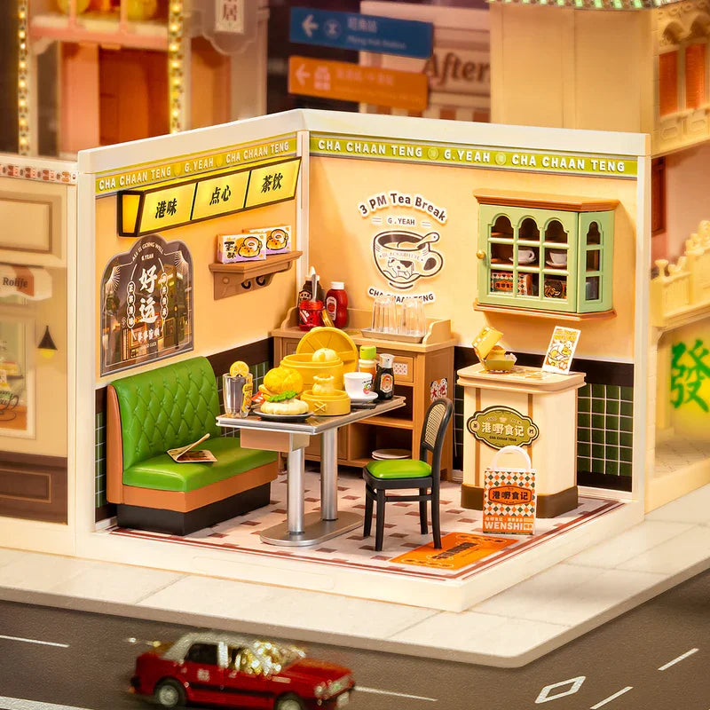 Rolife DIY Miniature House Kit Model Building Craft Kit with LED for Adults Kids Panda Hot Pot and Night Out Food Stall