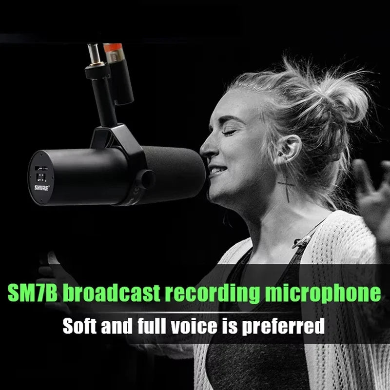 SM7B Style Dynamic Microphone XLR Broadcast Mic for Podcast Streaming Voice Over Studio Recording Home Studio Live Performance