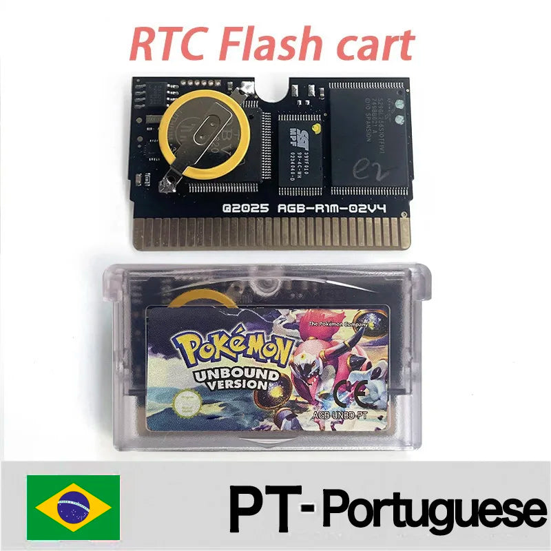 USA ESP Version IC RTC Flash Cart Unbound GBA Game Cartridge Video Game Console Card Rom Hack Spanish English Language