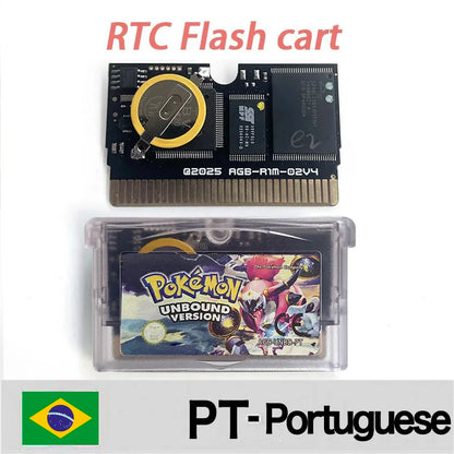 USA ESP Version IC RTC Flash Cart Unbound GBA Game Cartridge Video Game Console Card Rom Hack Spanish English Language