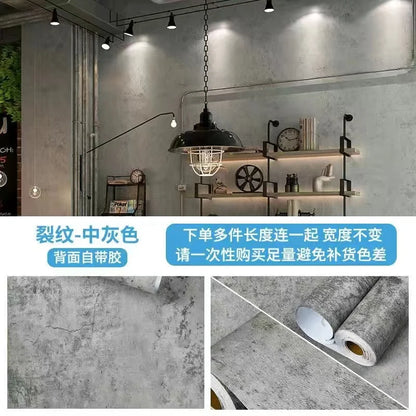 Vinyl Waterproof Self-Adhesive Wallpaper Vintage Cement Gray Wall Contact Paper,Store Bedroom Livingroom Renovation Stickers pvc