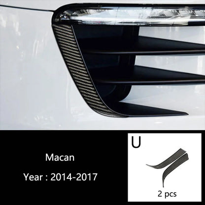 Accessories For Porsche Macan Carbon Fiber Car Inner Control Gear Shift Panel Water Cup Holder Cover Trim Decoration Car Sticker