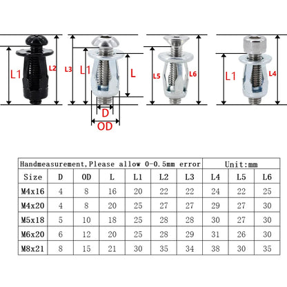 M4 M5 M6 Petal Rivet Nuts Carbon Steel Molly Jack Nut License Plate Fixing Metal Panel Clamp Lock Rivnut Screw Nut Kit Nutsert