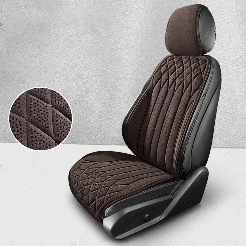 Car Suede Seat Protection Universal Car Seat Cover All Season Breathable Perforated Suede SUV Sedan Seat Cover Latex Cushion