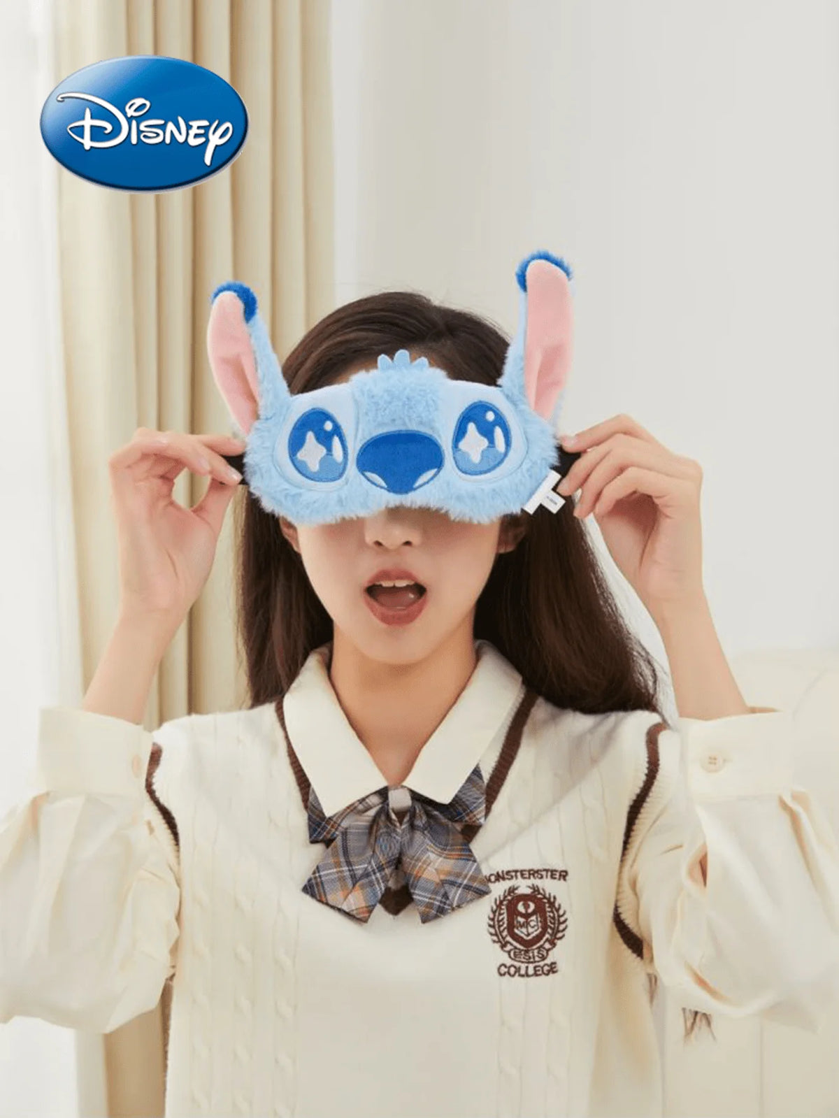 1PC Disney Officially Licensed Stitch Angel Eye Mask Couple Style Cute Cartoon Soft Comfortable Plush Material Patch Nap Rest