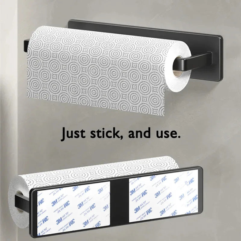 Self Adhesive Kitchen Paper Holder No Drill Napkin Tissue Towel Toilet Roll Paper Holder Hanger Cabinets Bathroom Storage Rack