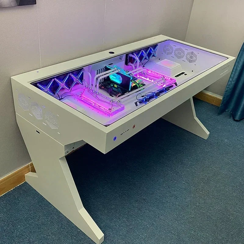 mTempered Glass Side Panel Desk RGB PC Case And Desk Two In One Combo Computer Case Tower Gaming Table l