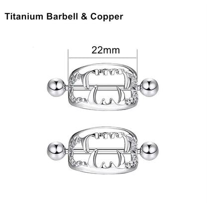 2Pcs 14G 16G Titanium Nipple Barbell For Women Men Gothic Punk Skull Alien Vampire Teeth Nipple Rings Body Meme Piercing Jewelry