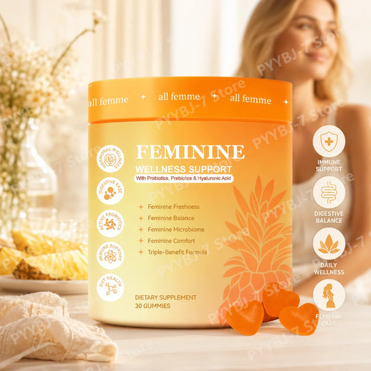 Probiotics Composite Gummies Supplement for Women with Hyaluronic Acid Ginger Zinc Vitamin B6 Feminine Wellness Support 30 Count