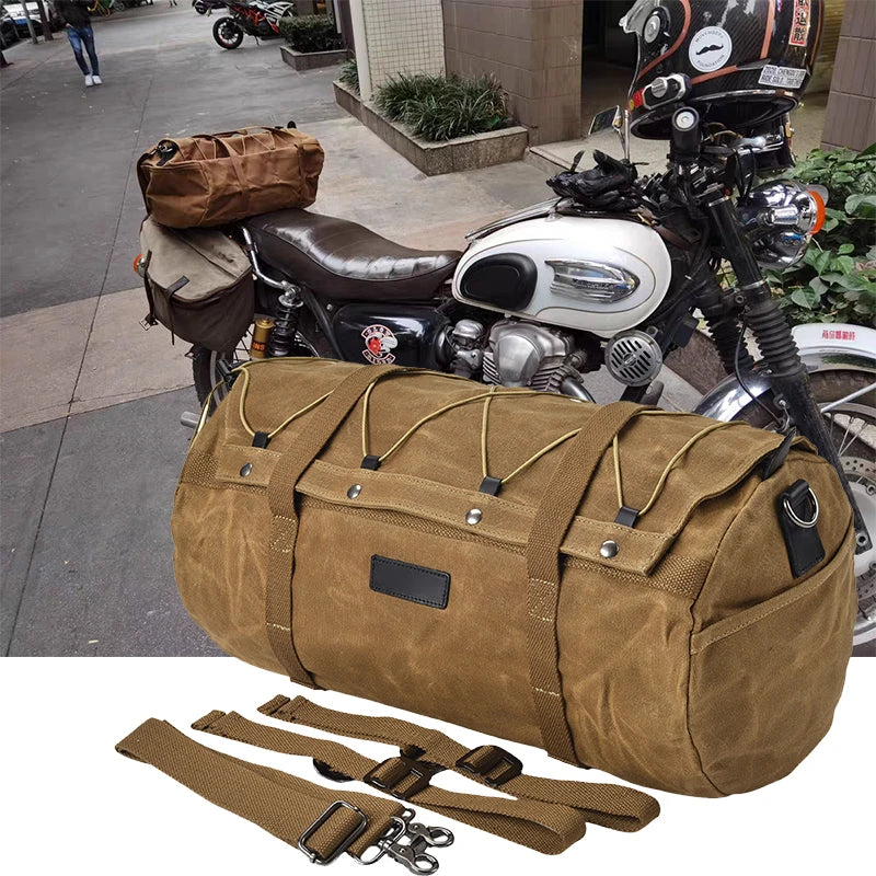 High Quality Oil Wax Canvas Cowhide Travel Tote Bag Vintage Waterproof Motorcycle Bag Causal Tools Men Handbags Messenger Bags