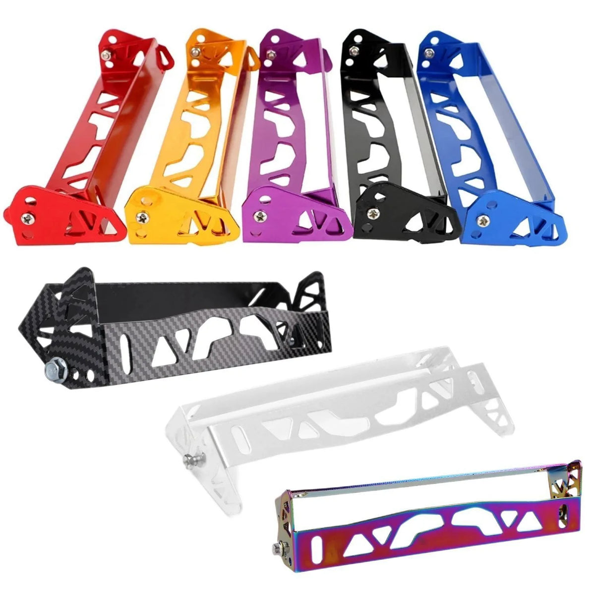 UNIVERSAL ADJUSTABLE JDM LICENSE PLATE HOLDER FRAME TILT RELOCATOR BRACKET BLACK