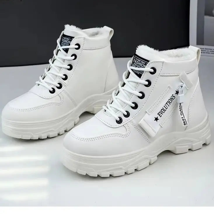 New Style Snow Boots for Men and Women Fashionable and Warm Thick Cotton Shoes Waterproof  Lace Up Mid Tube Cotton Boots 35-45