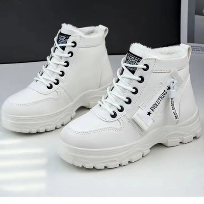 New Style Snow Boots for Men and Women Fashionable and Warm Thick Cotton Shoes Waterproof  Lace Up Mid Tube Cotton Boots 35-45