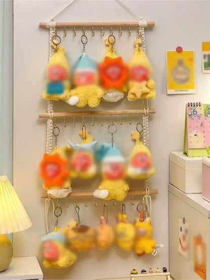 Doll Display Stand Wall Hanging with 30 Hooks Door Hanging Jewelry Holder Necklaces Display Doll Storage Rack