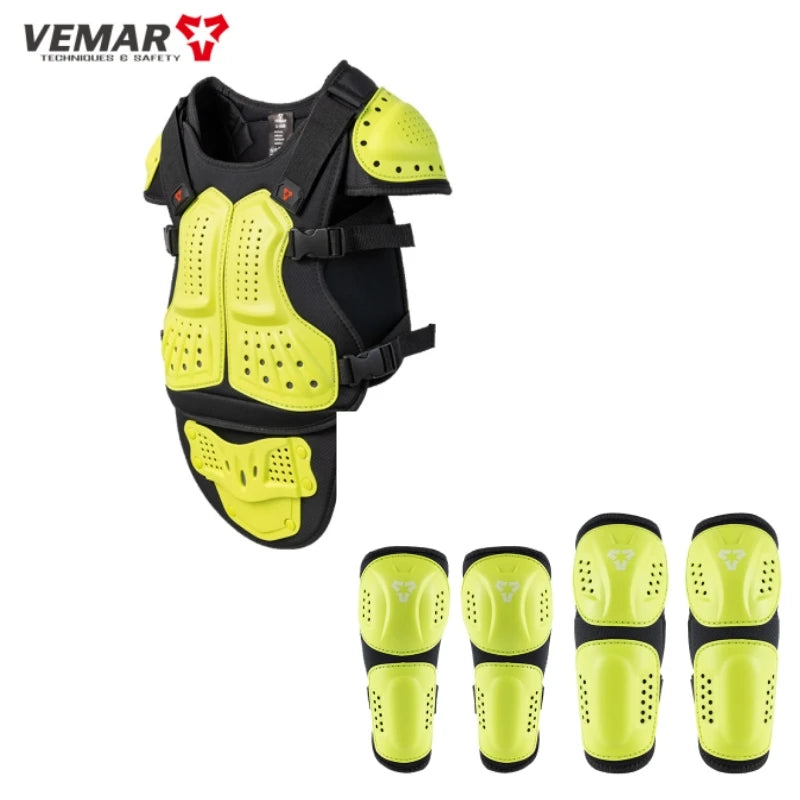 Kids Motorcycle Riding Body Armor/Elbow Knee Protector Children Motocross Back Vest Chest Off-Road Moto Cycling Protective Gear