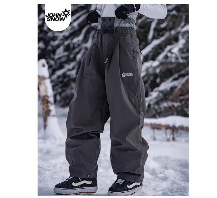 John Snow Winter Women And Men's Waterproof Ski Pants Outdoor High Quality Breathable Loose Snow Trousers Ski Snowboarding Pants