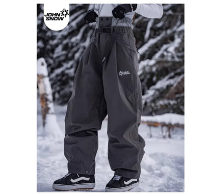John Snow Winter Women And Men's Waterproof Ski Pants Outdoor High Quality Breathable Loose Snow Trousers Ski Snowboarding Pants