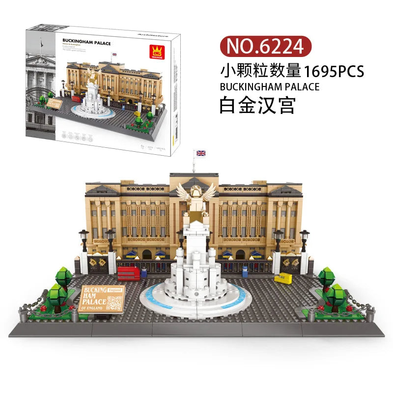 WANGE City Architecture Sydney Opera Santorini Building Blocks Chamartin Stadium Mosque Assembled Model Collection Toys For Gift