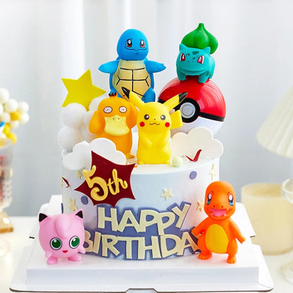 15Pcs/set Pokemon Cake Topper Pikachu Anime Figure Party Happy Birthday Pokemon Cake Decoration Supplies Boy Ornaments Kids Gift