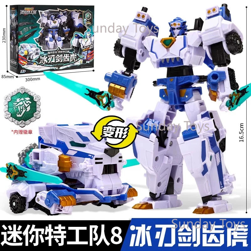New Miniforce 8 Super Dinoid Transform Combined Mecha Robot Action Figures Toys Mini Force Rex Battle King Deformation Model Toy
