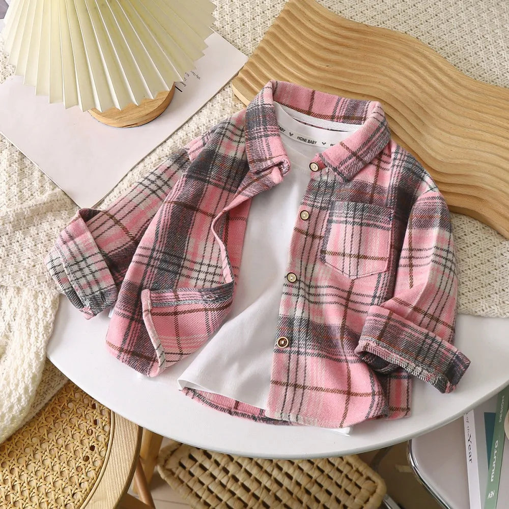 Autumn Toddler Boys Clothes Long Sleeve Plaid Shirts for Kids 1 to 6 Years Children Lapel Tops Baby Casual Outerwear Coats