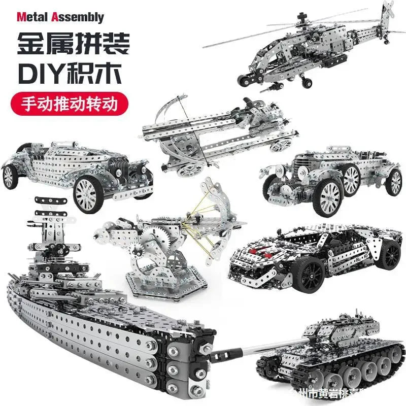 3D Metal Building Block Fighter Aircraft Model Assembly Jigsaw Toy Alloy RC Engineering Vehicle Gift Adult Assembly