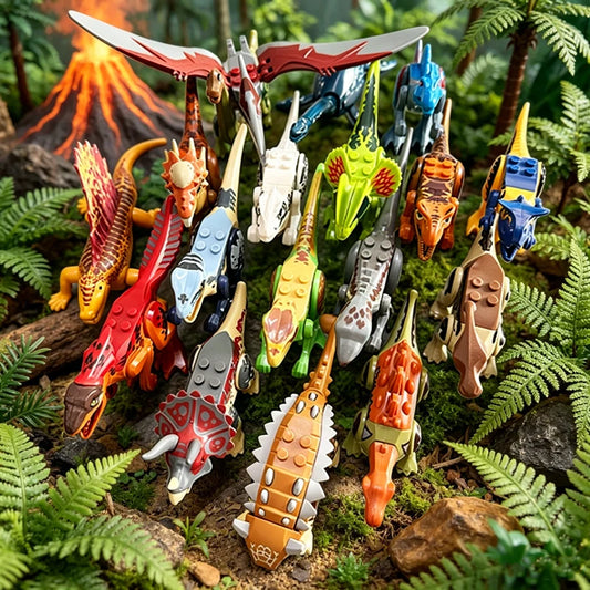Dinosaur Figures World Building Blocks Set Jurassic Dino Model Educational STEM Bricks DIY Assemble Toys for Kids Birthday Gifts