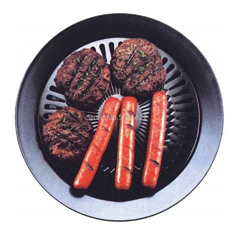 Korean Portable Outdoor Smokeless BBQ Grill Pan - Household Gas Stove Top Roasting Cooking Tool Set for Healthy Cooking