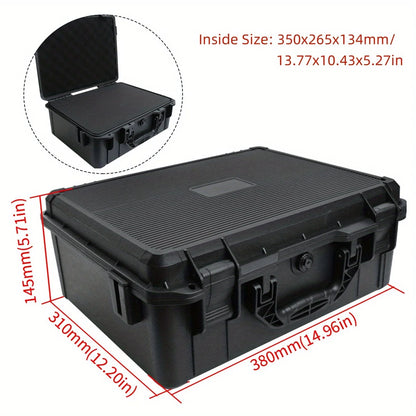 Waterproof and Durable Black Camera/tool Suitcase, Customizable Foam Interior, Portable, Safe Storage Case, Shock Resistant Case