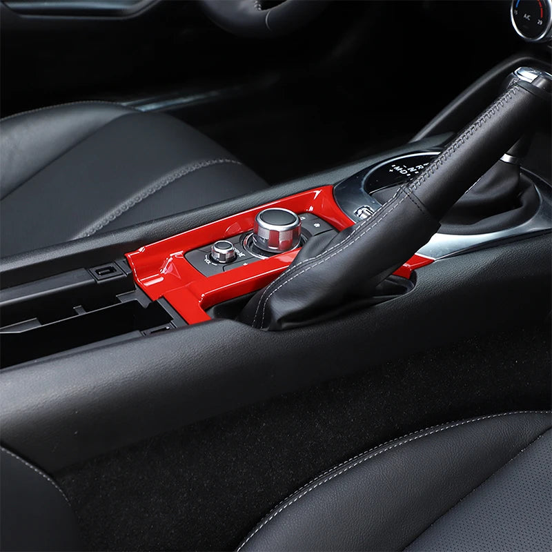 For Mazda MX-5 ND 2016-2023 ABS Carbon Fiber Car Handbrake Panel Frame Central Media Button CoverSticker Accessories