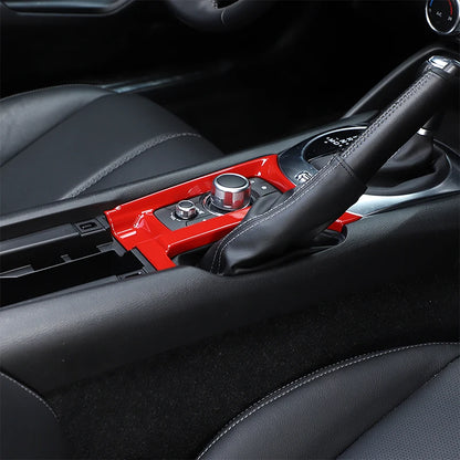 For Mazda MX-5 ND 2016-2023 ABS Carbon Fiber Car Handbrake Panel Frame Central Media Button CoverSticker Accessories