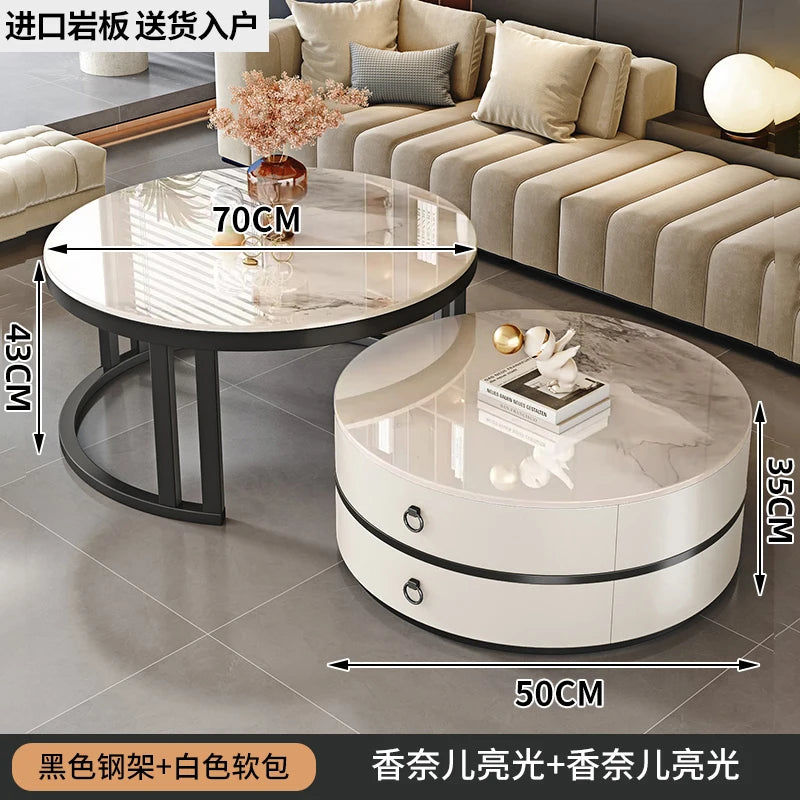 European Elegant Coffee Tables Multifunction Trendy Modern Minimalist Coffee Tables With Drawers Storage Mesa Centro Furniture