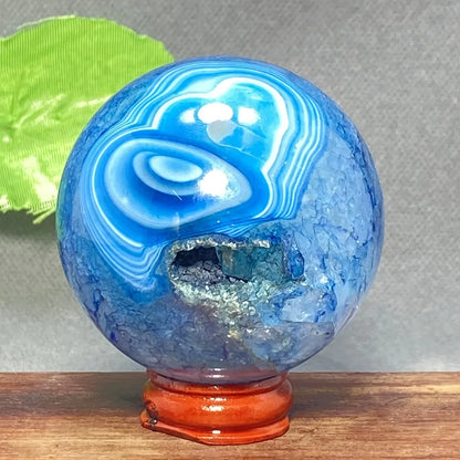 1pc Rare Blue Agate Sphere, Polished Crafts, Home Office Ornaments, Blue Quartz Lovers, Gifts for Best Friends