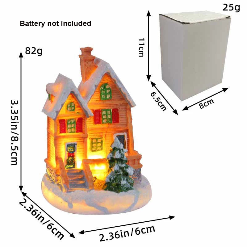 Christmas Ornament Village Houses LED Light Collectible Figurines Snow Blanket Desktop Decoration Town Scene Xmas New Year Gift