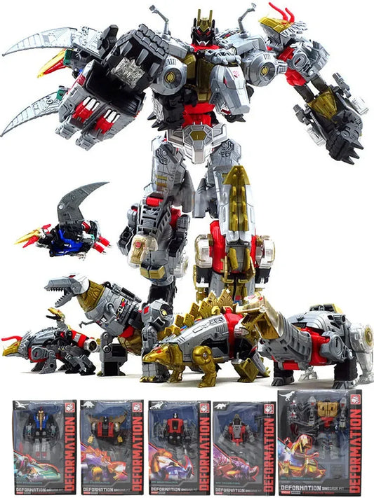 5IN1 BPF Transformation Toy G1 Dinoking Volcanicus Grimlock 17cm Slag Sludge Snarl Swoop 14cm Dinobots Action Figure ABS Model