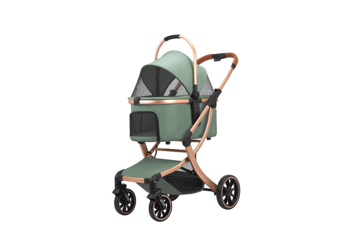 STLFFactory Price Foldable Pet Stroller with Shock Absorbers and Mesh Windows for Cats and Dogs