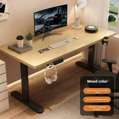Solid Wood Electric Lifting Desk, Intelligent Computer Desk, Adjustable Gaming Desk, Home Learning and Office Desks, Workbench